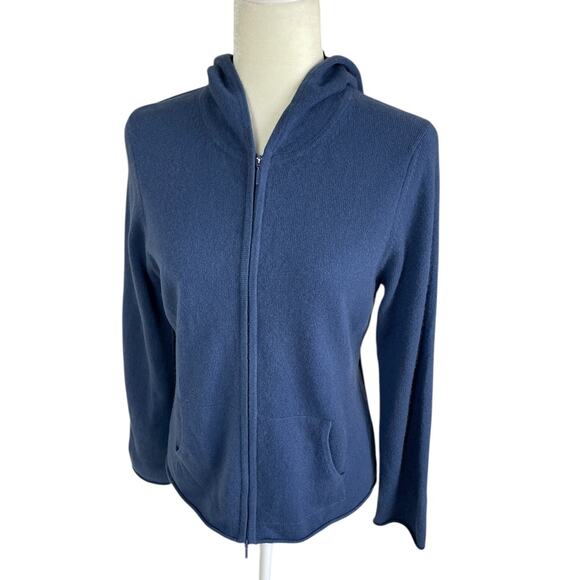 Lord & Taylor 100% Two-Ply Cashmere Full Zip Hoodie Women's Size LP Quiet Luxury - Picture 3 of 12